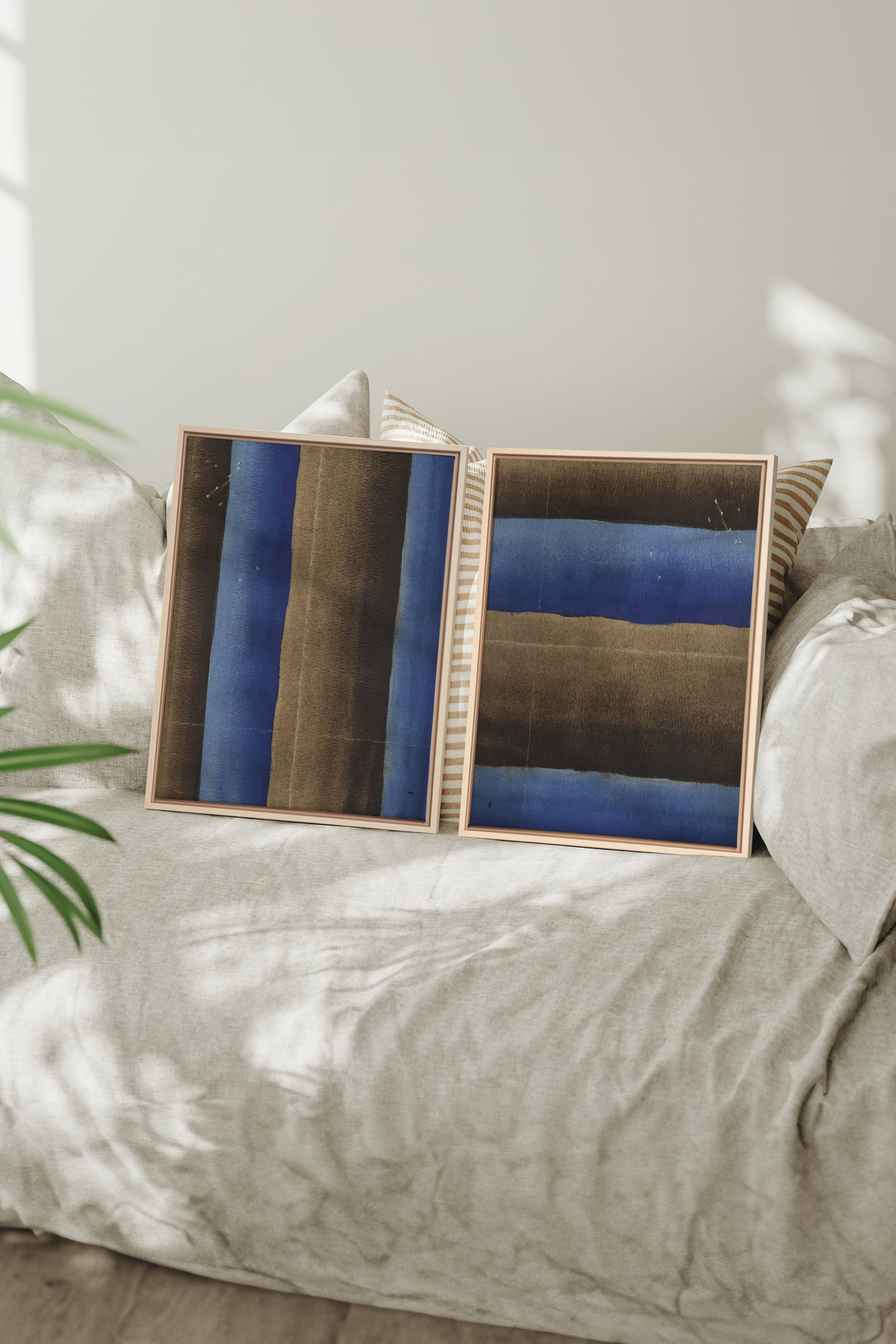 TERRE ET MARÉE, 2 Artworks on stretched canvas, framed Natural Light