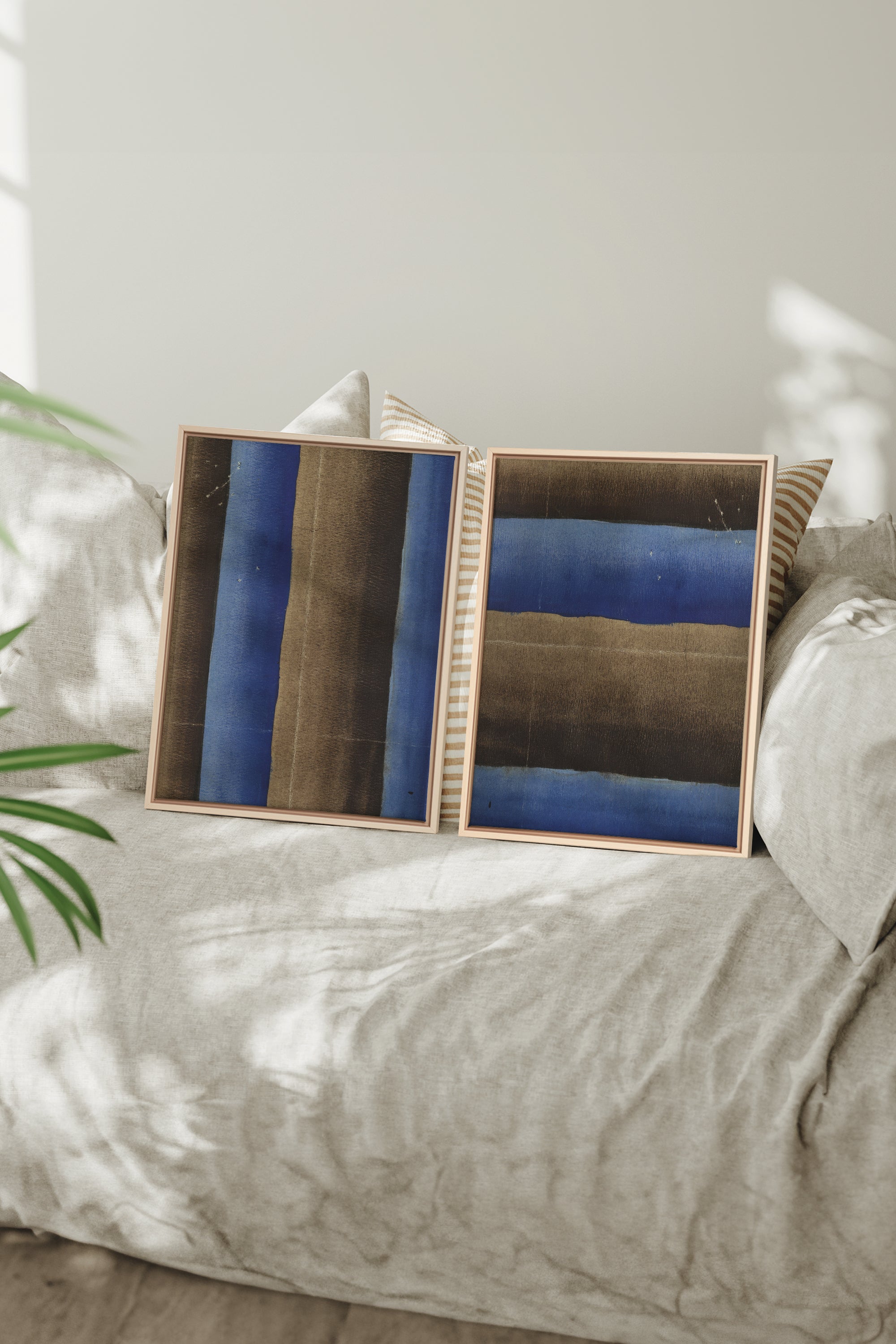 TERRE ET MARÉE, 2 Artworks on stretched canvas, framed Natural Light