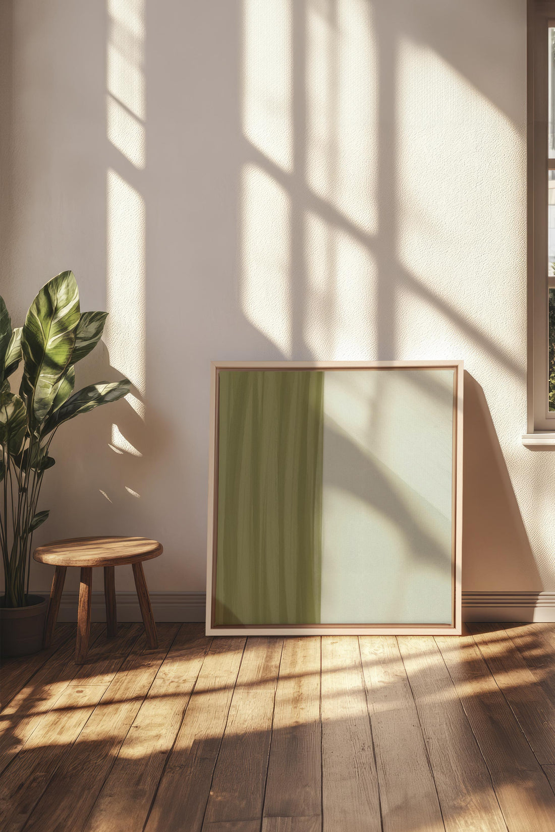 OLEKA CANVAS - VERDANT FLOW, Oeuvre sur toile étirée, encadré Naturel Clair