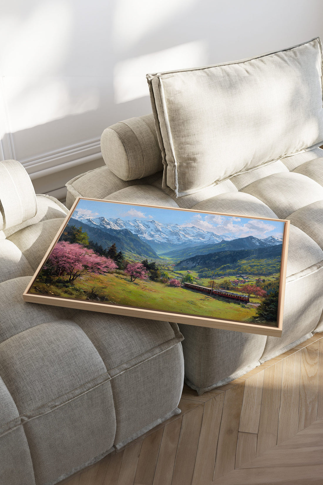 OLEKA CANVAS - ALPINE JOURNEY, Oeuvre sur toile étirée, encadré Naturel Clair