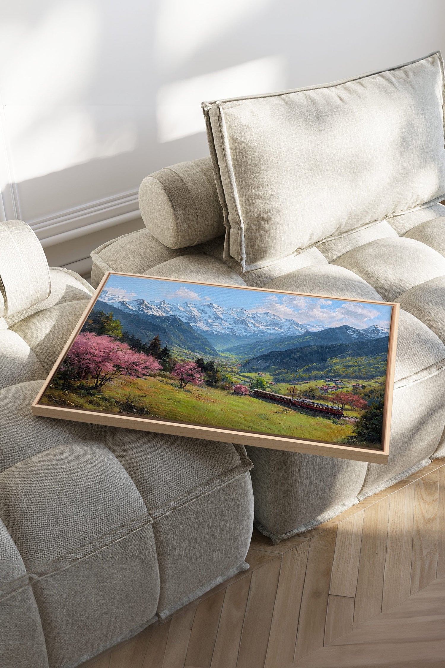OLEKA CANVAS - ALPINE JOURNEY, Oeuvre sur toile étirée, encadré Naturel Clair