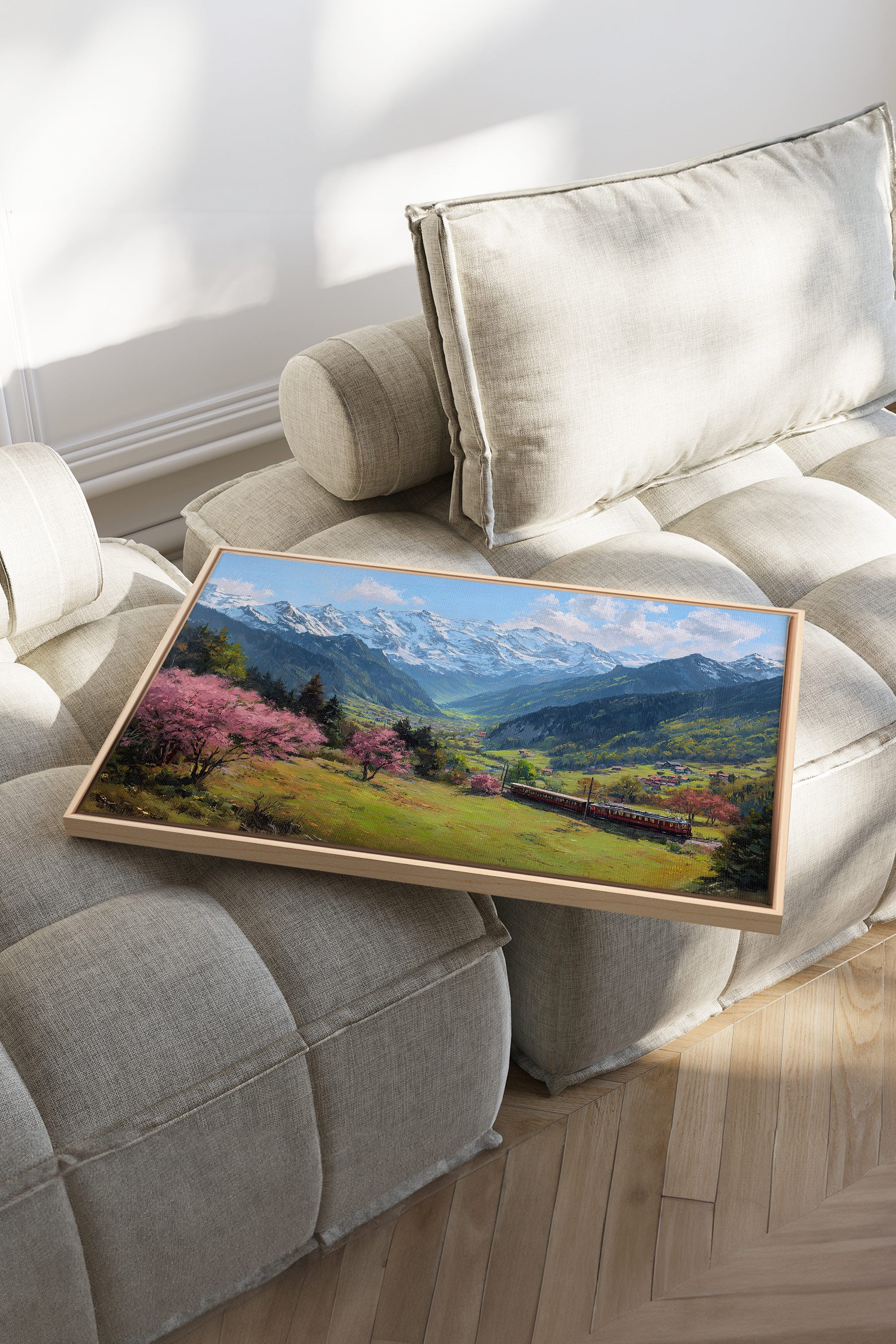 OLEKA CANVAS - ALPINE JOURNEY, Oeuvre sur toile étirée, encadré Naturel Clair