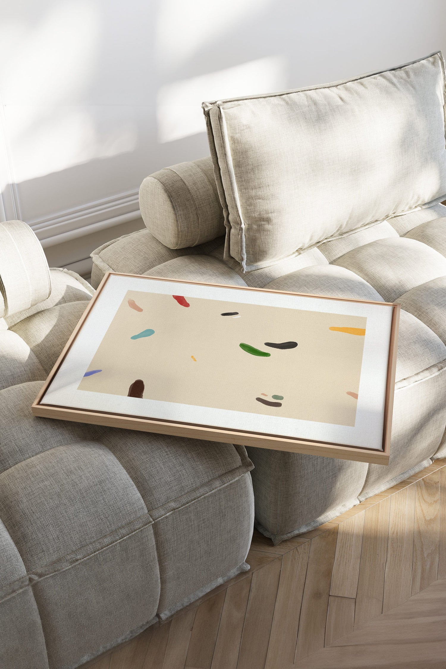 OLEKA CANVAS - WATERCOLOR DRIFT, Oeuvre sur toile étirée, encadré Naturel Clair