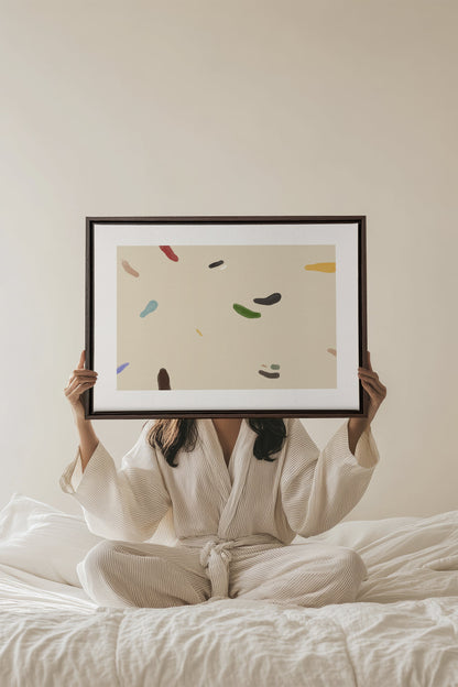 OLEKA CANVAS - WATERCOLOR DRIFT, Oeuvre sur toile étirée, encadré Brun Noyer