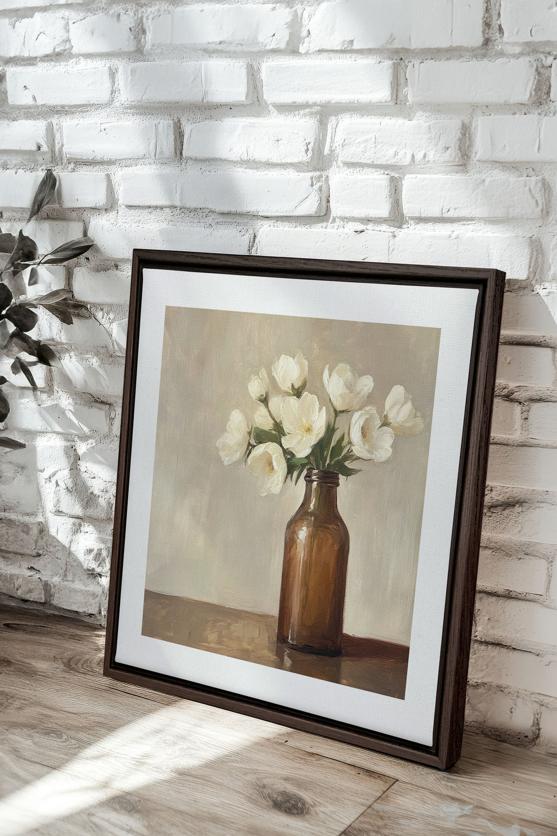 OLEKA CANVAS - DOUCEUR FANÉE, Oeuvre sur toile étirée, encadré Brun Noyer