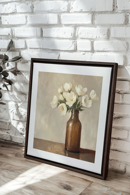 OLEKA CANVAS - DOUCEUR FANÉE, Oeuvre sur toile étirée, encadré Brun Noyer