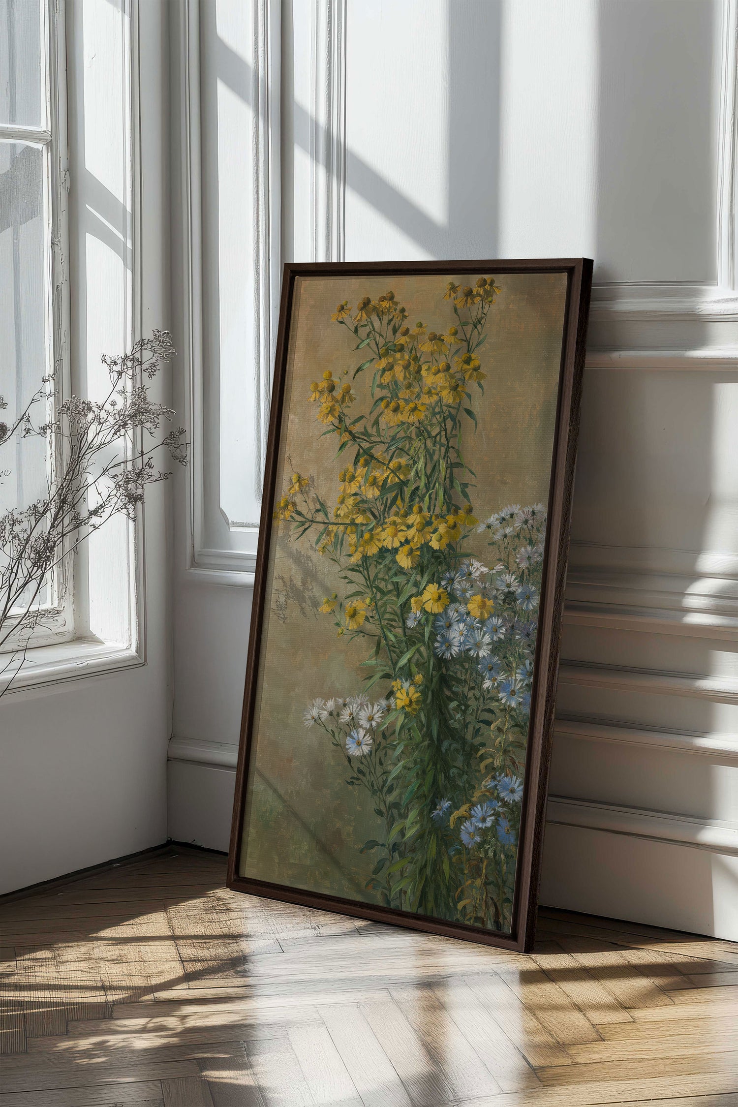 OR DES CHAMPS, Oeuvre sur toile étirée, encadré Brun Noyer