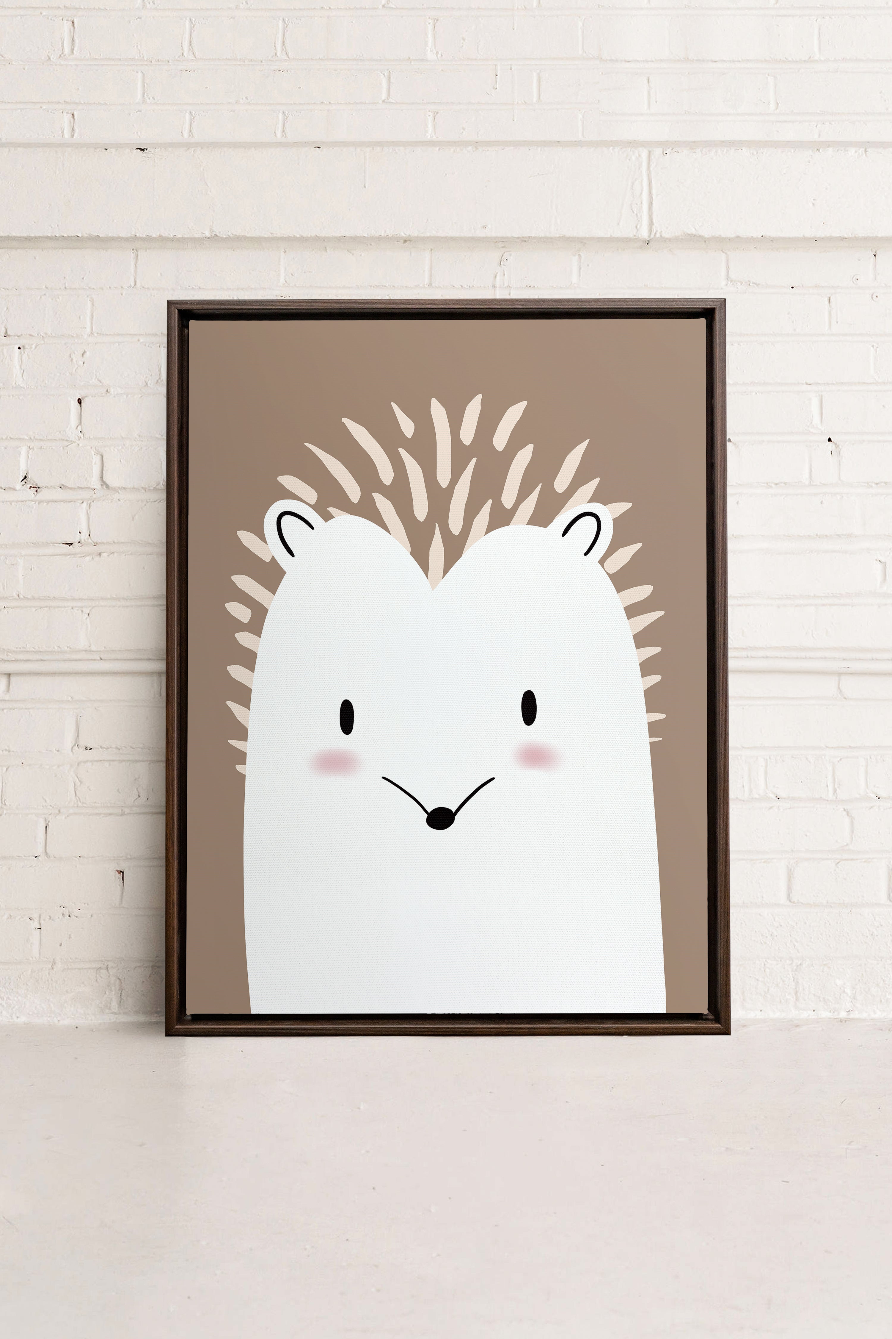 OLEKA CANVAS - HÉRISSON, Oeuvre sur toile étirée, encadré Brun Noyer