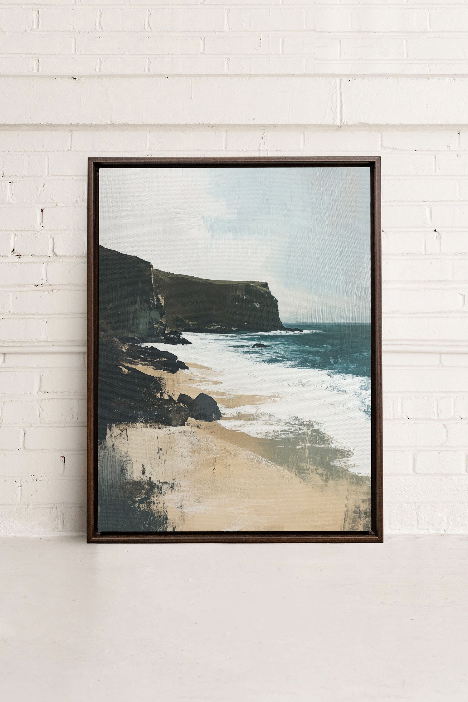 OLEKA CANVAS - MAJESTIC CLIFFS, Oeuvre sur toile étirée, encadré Brun Noyer