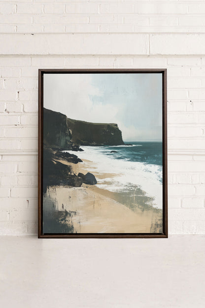 OLEKA CANVAS - MAJESTIC CLIFFS, Oeuvre sur toile étirée, encadré Brun Noyer
