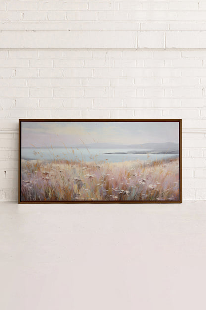 OLEKA CANVAS - Rose Lagoon, Oeuvre sur toile étirée, encadré Brun Noyer