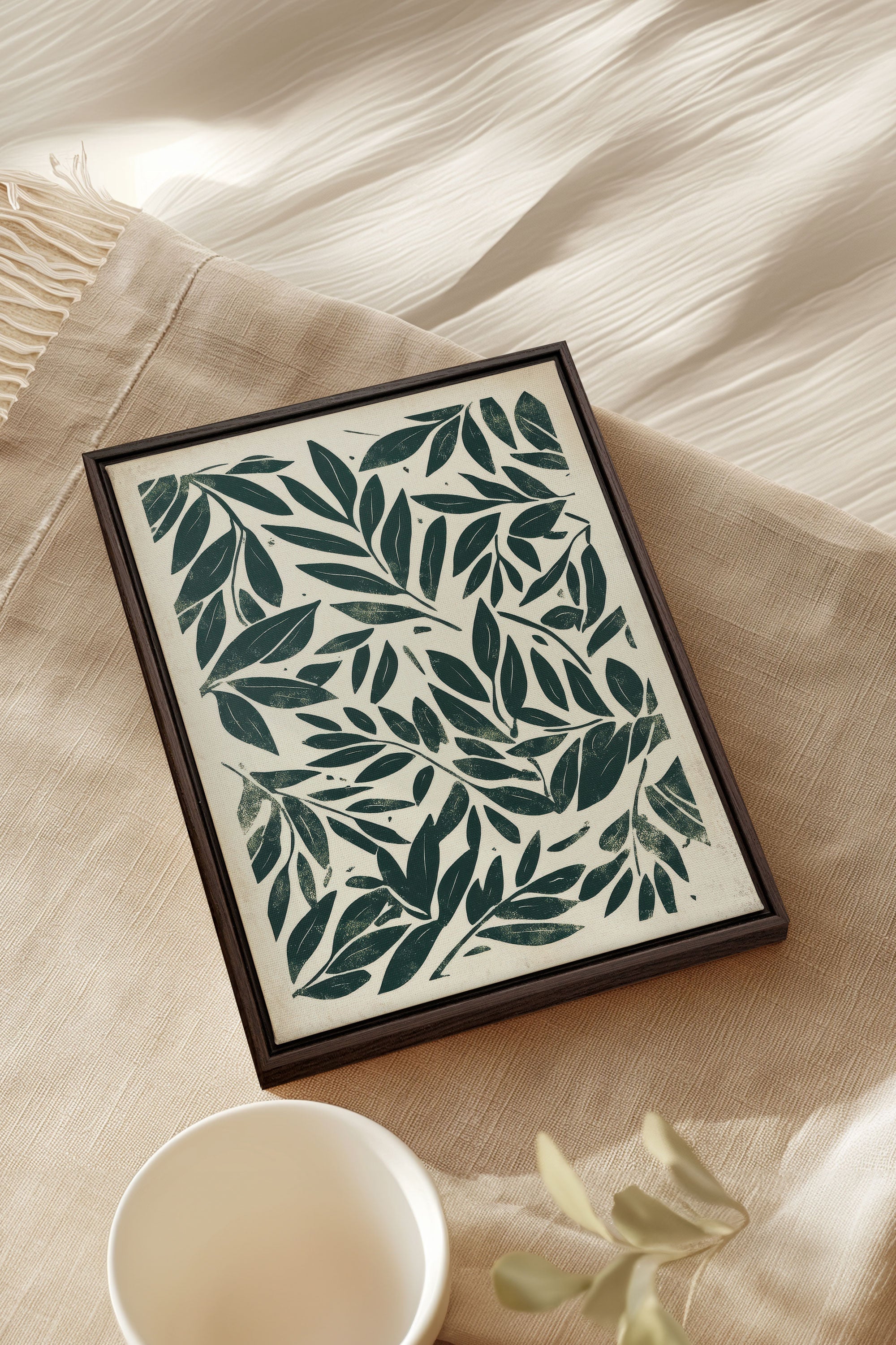 OLEKA CANVAS - HERITAGE GREENERY, Oeuvre sur toile étirée, encadré Brun Noyer