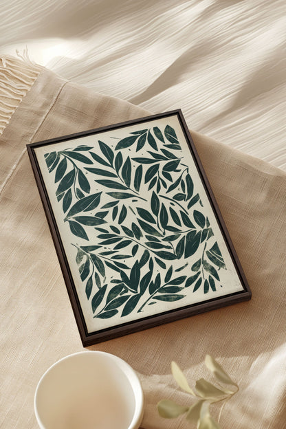 OLEKA CANVAS - HERITAGE GREENERY, Oeuvre sur toile étirée, encadré Brun Noyer