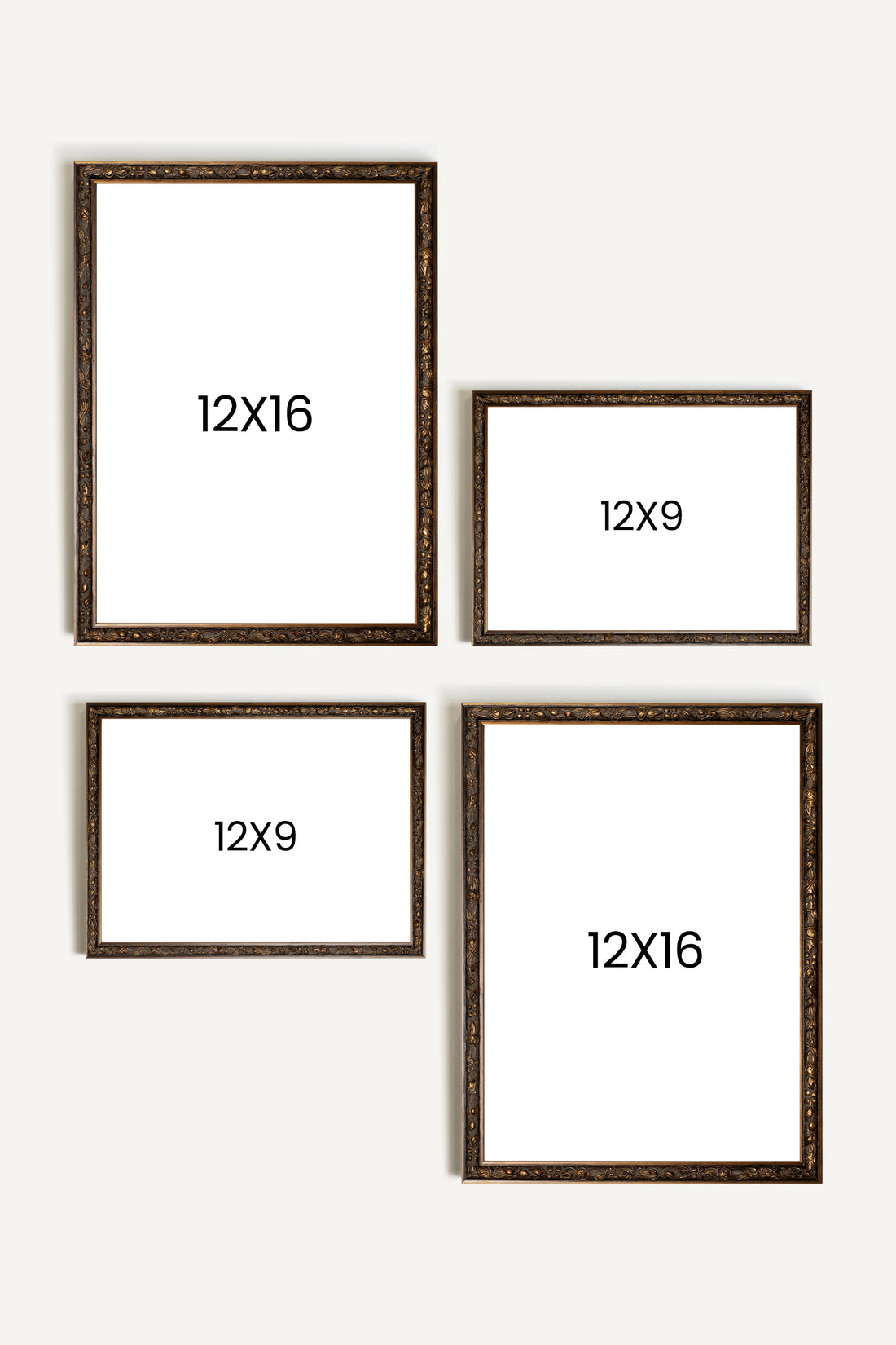 Vent du Nord Set, 4 works on rigid canvas, framed in bronze