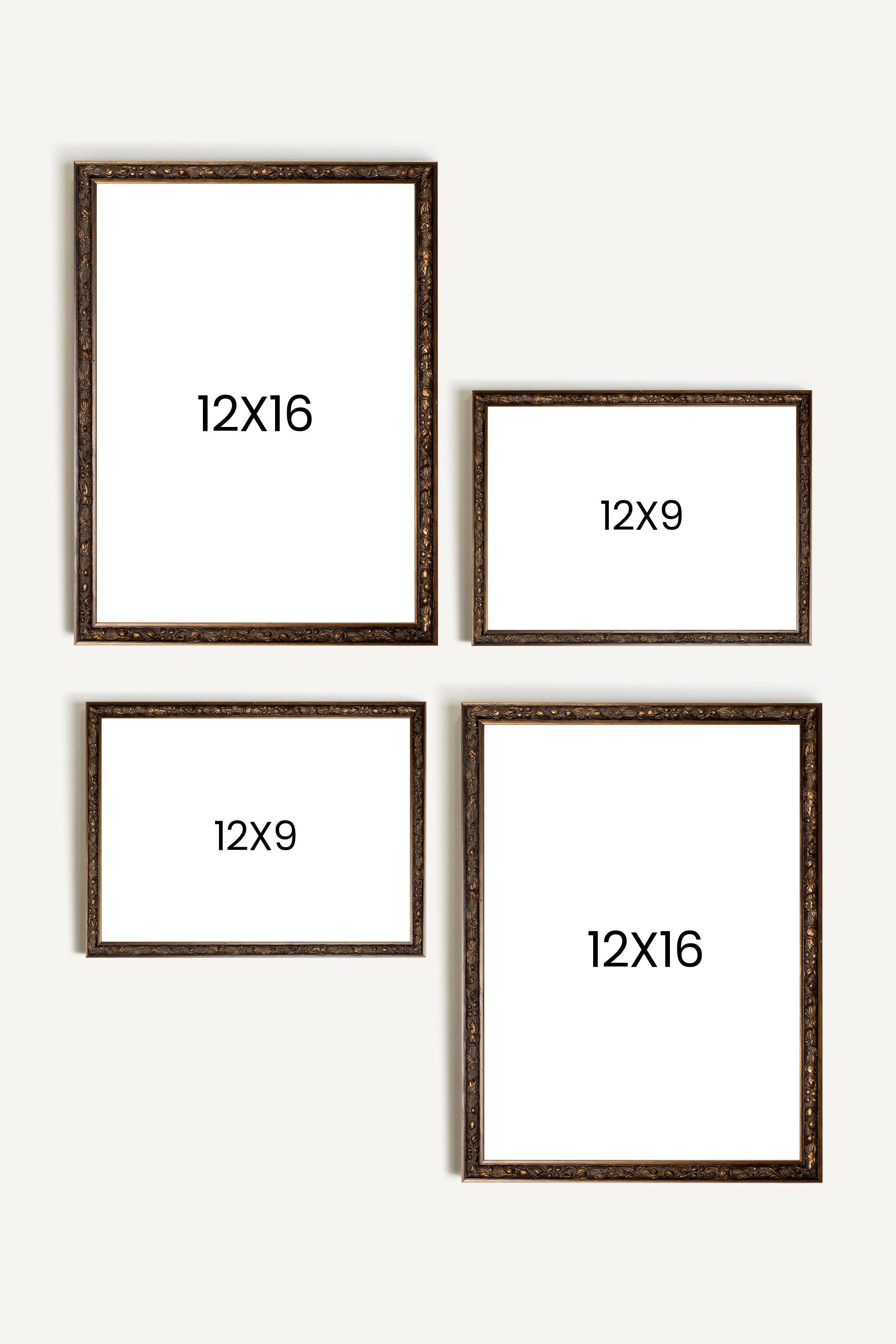 Vent du Nord Set, 4 works on rigid canvas, framed in bronze