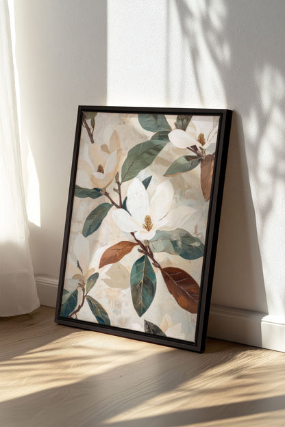 OLEKA CANVAS - MAGNOLIA BLOOMS, Oeuvre sur toile étirée, encadré Noir