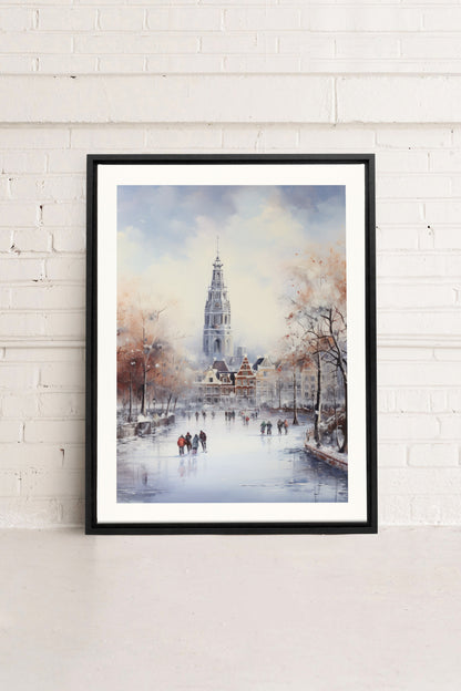 OLEKA CANVAS - Azure Rink, Oeuvre sur toile étirée, encadré Noir