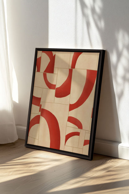 OLEKA CANVAS - RED MOSAIC, Oeuvre sur toile étirée, encadré Noir