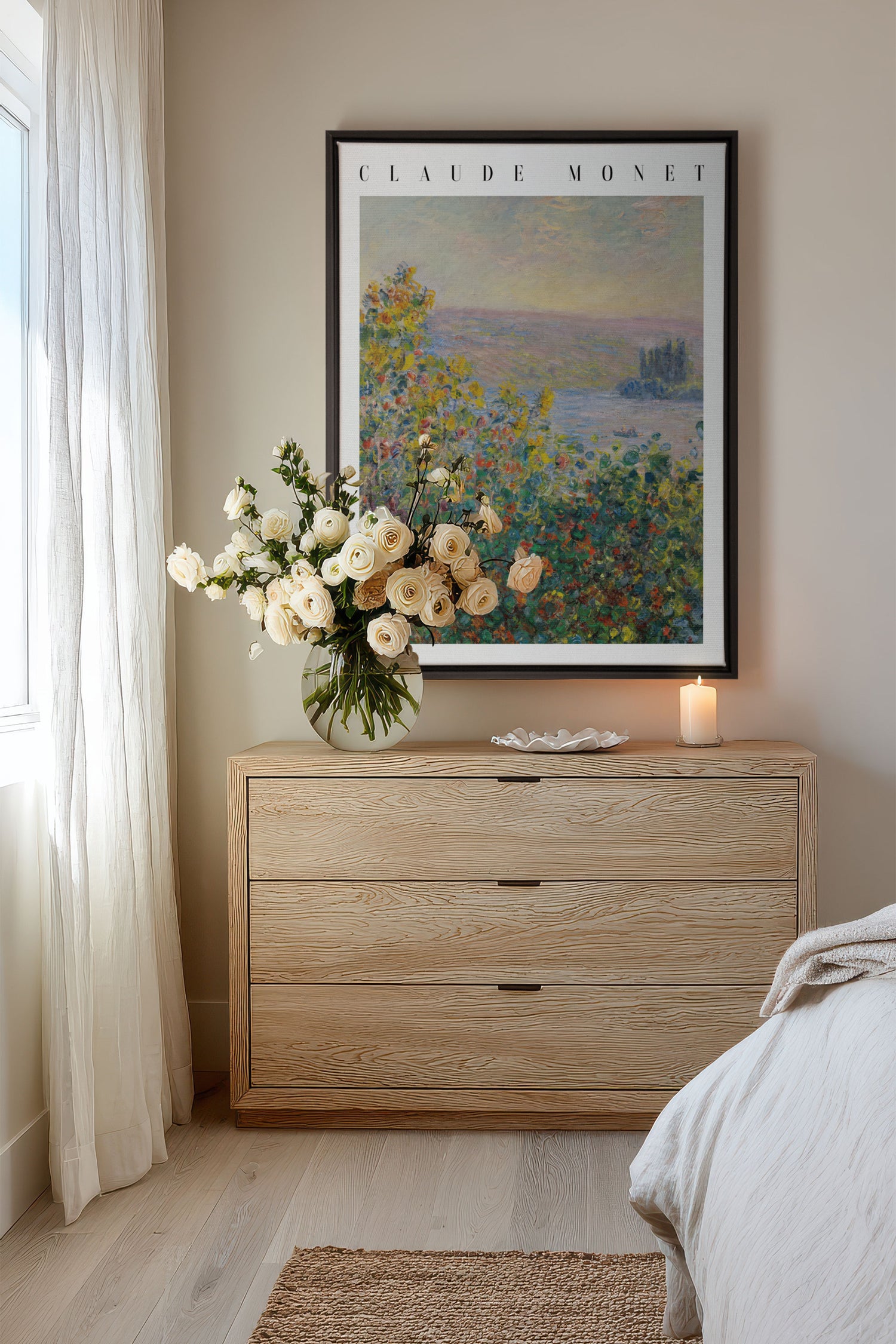 VUE DE JARDIN, Oeuvre sur toile étirée, encadré Noir