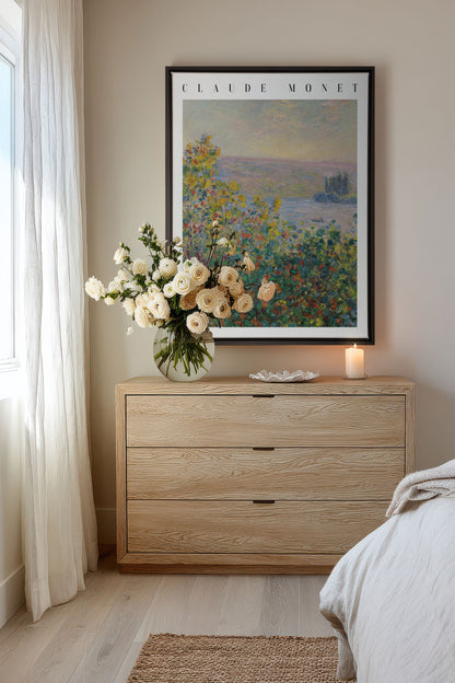 VUE DE JARDIN, Oeuvre sur toile étirée, encadré Noir