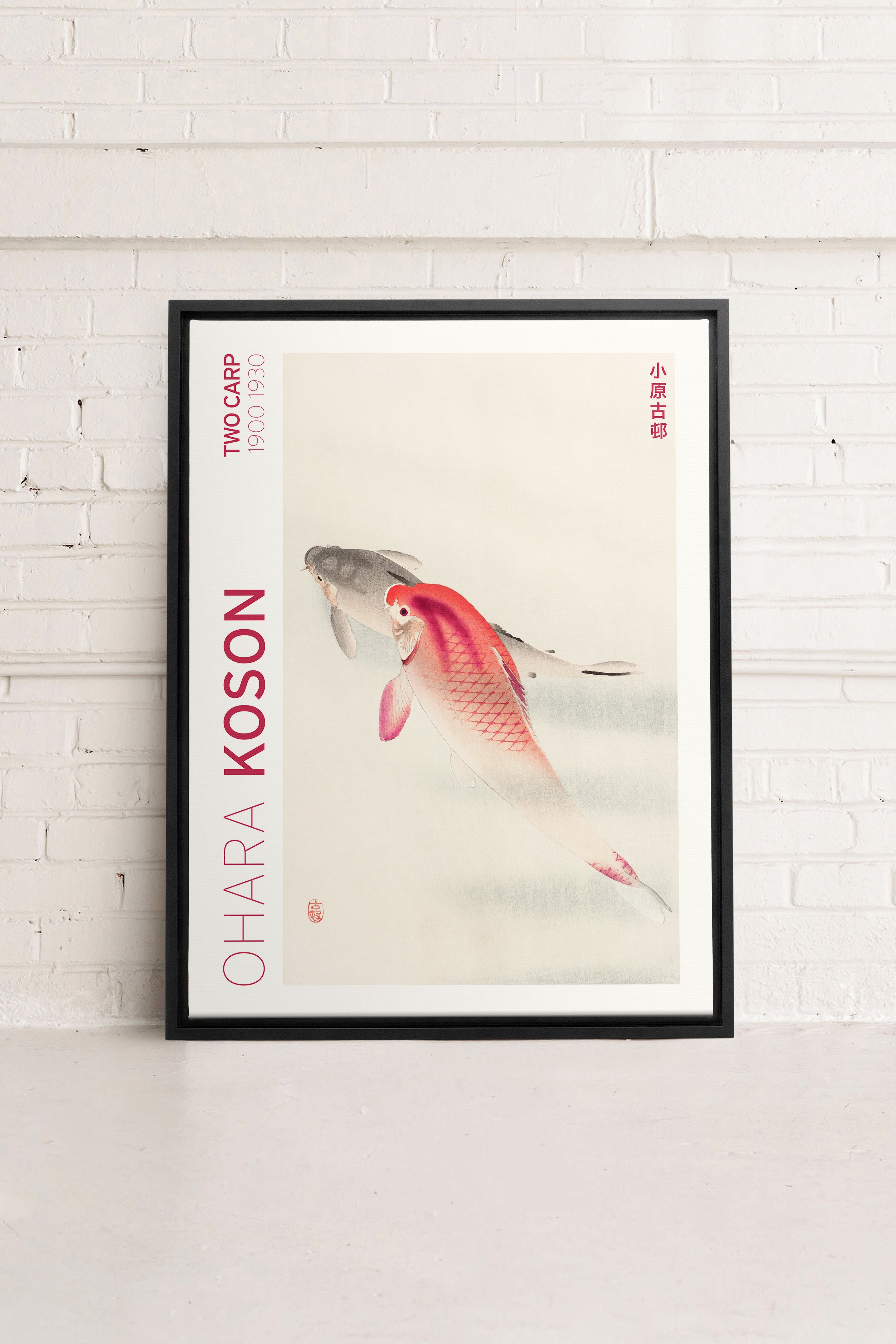 OLEKA CANVAS - TWO CARP, Oeuvre sur toile étirée, encadré Noir