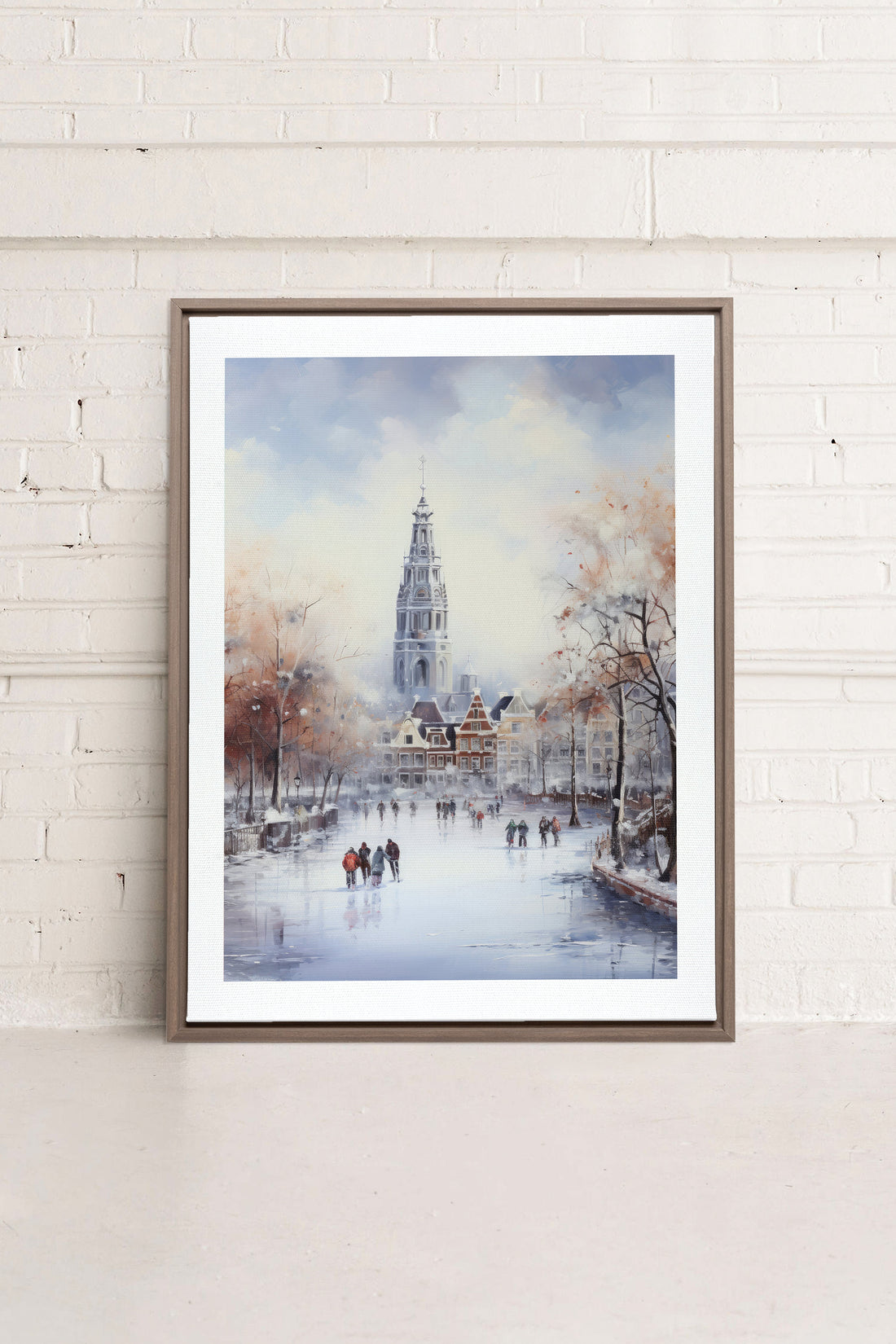 OLEKA CANVAS - Azure Rink, Oeuvre sur toile étirée, encadré Brun Chêne