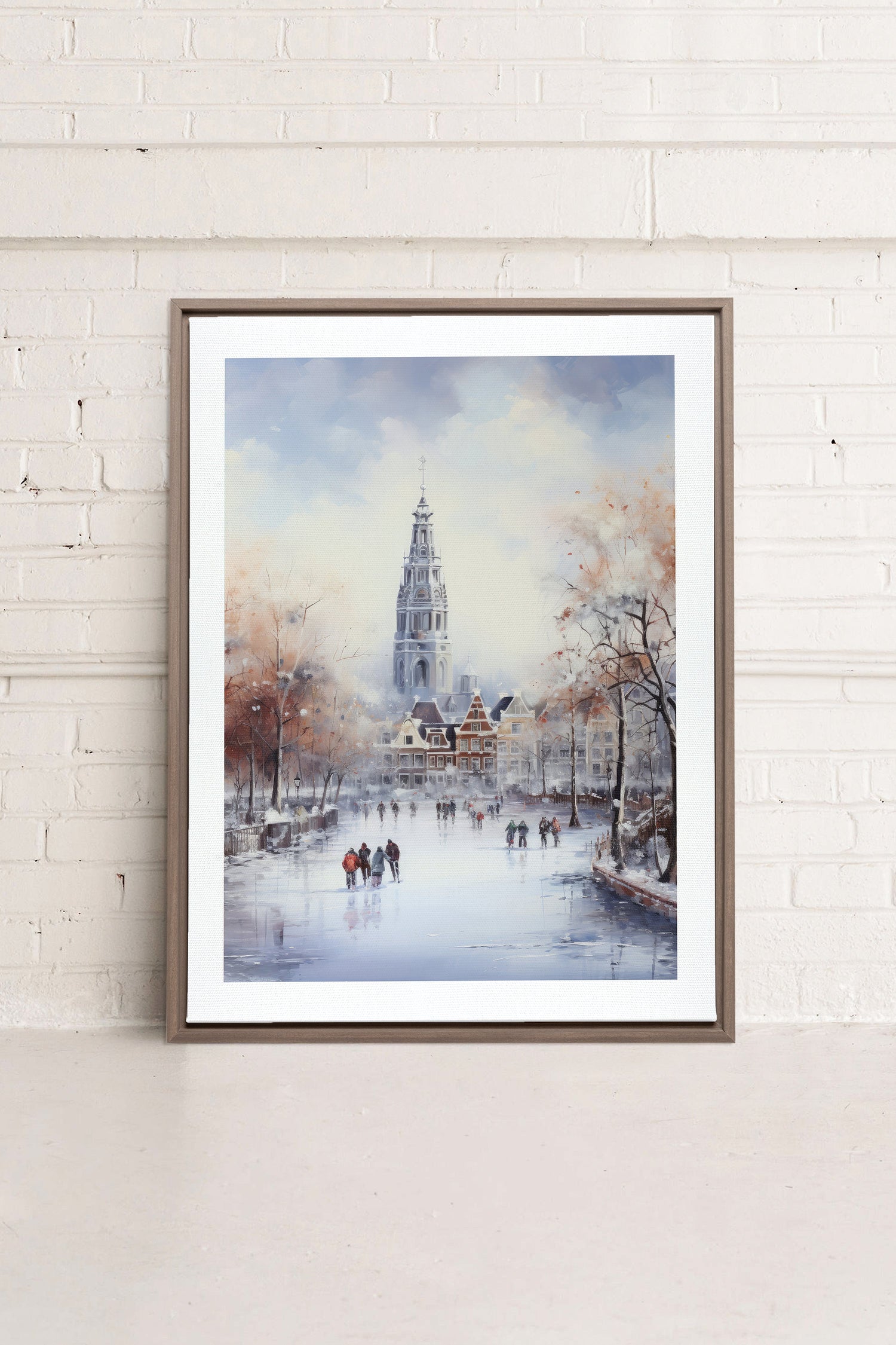 OLEKA CANVAS - Azure Rink, Oeuvre sur toile étirée, encadré Brun Chêne