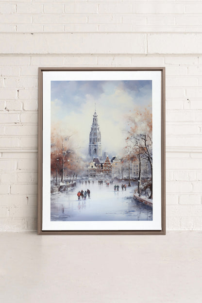 OLEKA CANVAS - Azure Rink, Oeuvre sur toile étirée, encadré Brun Chêne