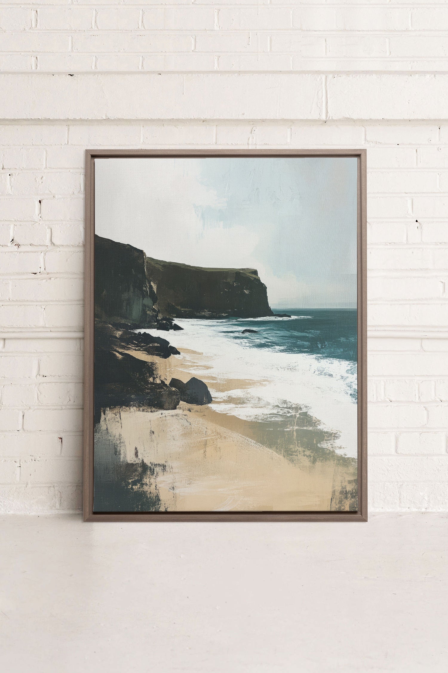 OLEKA CANVAS - MAJESTIC CLIFFS, Oeuvre sur toile étirée, encadré Brun Chêne