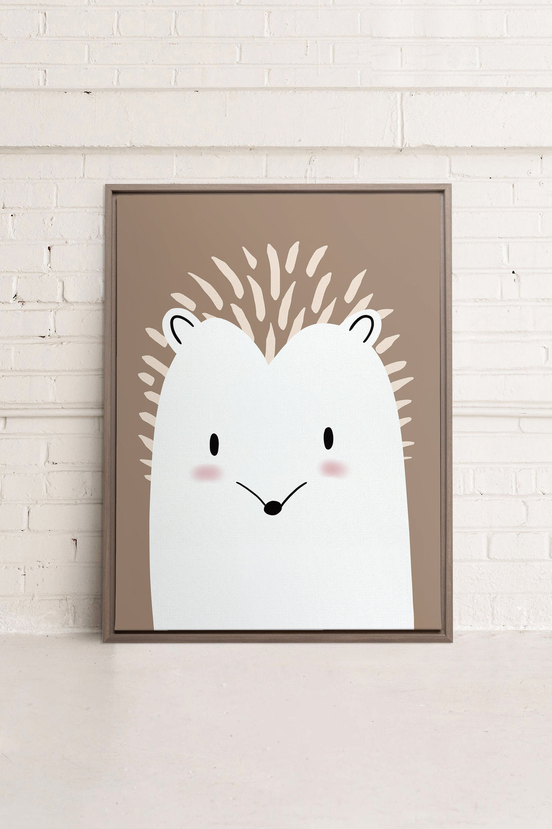 OLEKA CANVAS - HÉRISSON, Oeuvre sur toile étirée, encadré Brun Chêne