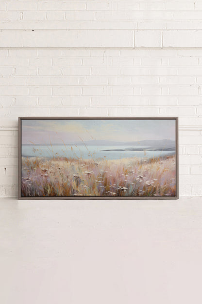 OLEKA CANVAS - Rose Lagoon, Oeuvre sur toile étirée, encadré Brun Chêne
