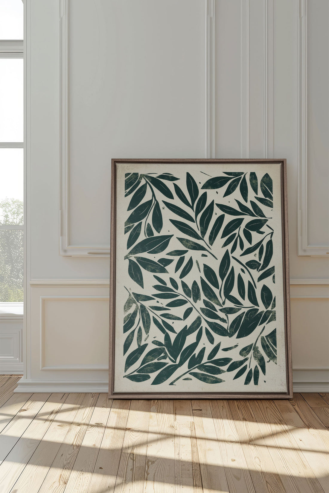OLEKA CANVAS - HERITAGE GREENERY, Oeuvre sur toile étirée, encadré Brun Chêne