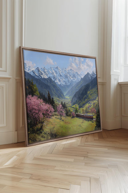 OLEKA CANVAS - ALPINE JOURNEY, Oeuvre sur toile étirée, encadré Brun Chêne