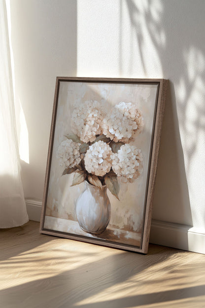 OLEKA CANVAS - IVORY BLOOMS, Oeuvre sur toile étirée, encadré Brun Chêne