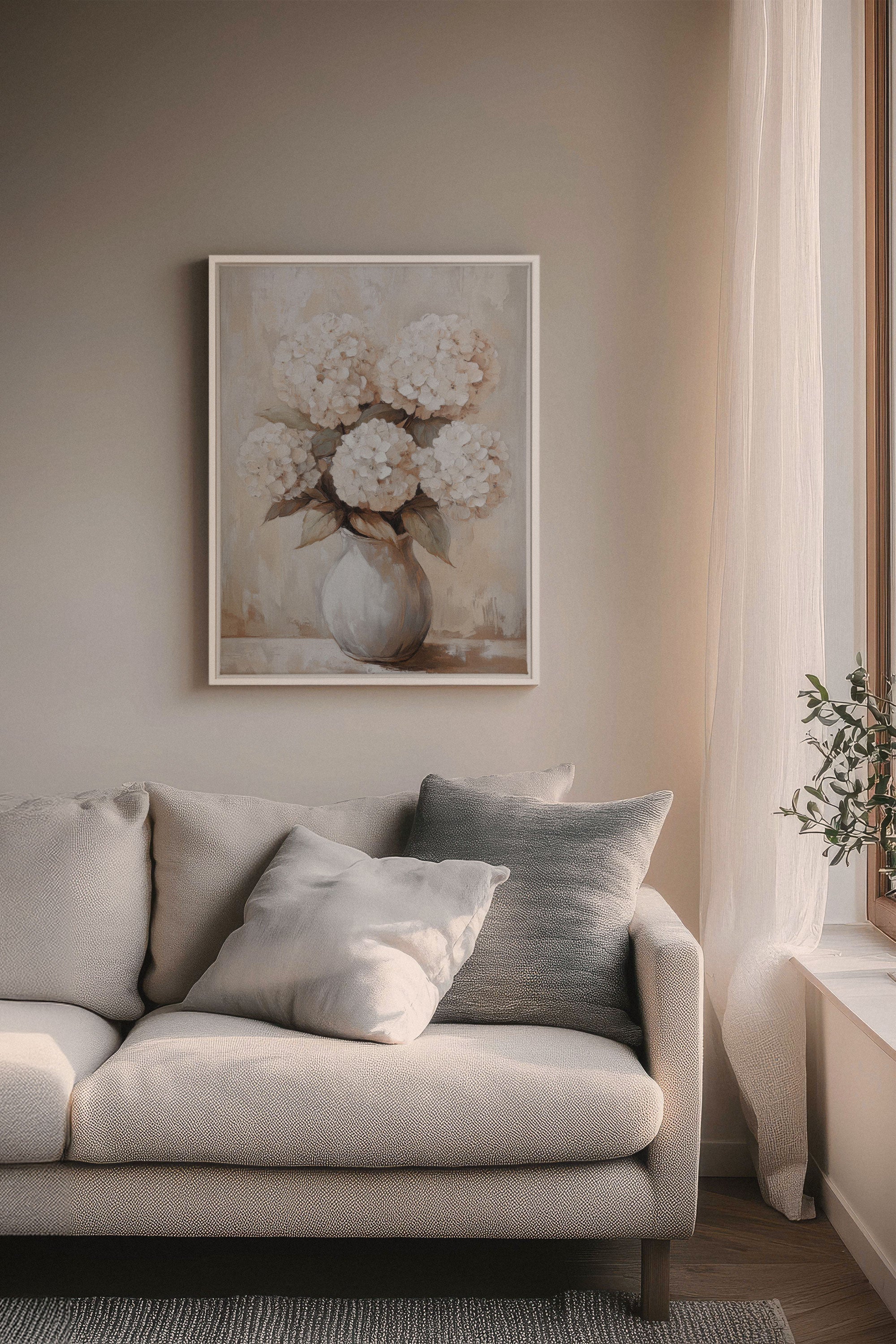 OLEKA CANVAS - IVORY BLOOMS, Oeuvre sur toile étirée, encadré Blanc