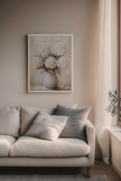 OLEKA CANVAS - IVORY BLOOMS, Oeuvre sur toile étirée, encadré Blanc