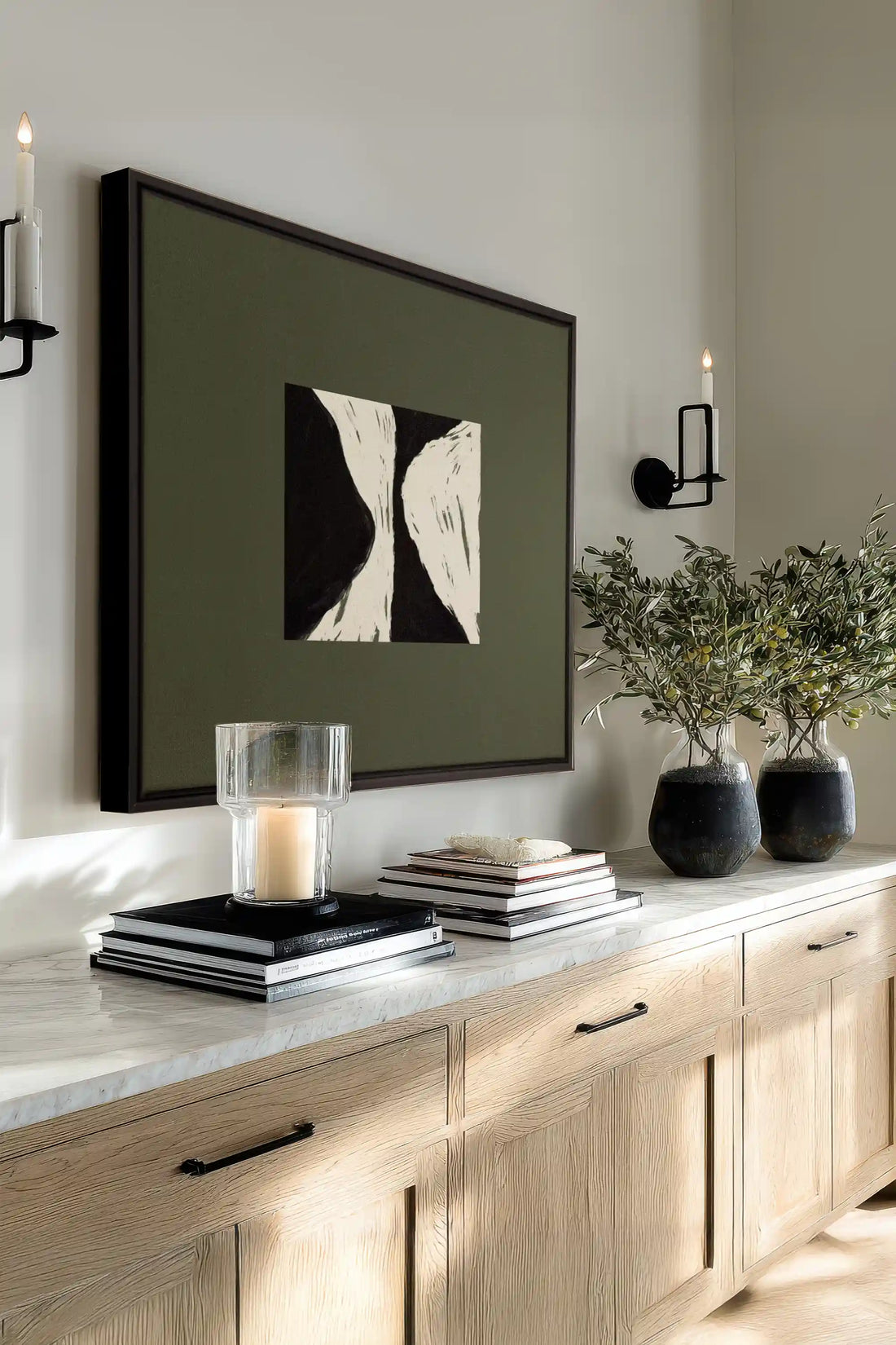 BLACK RIVER, Oeuvre sur toile étirée, encadré Noir