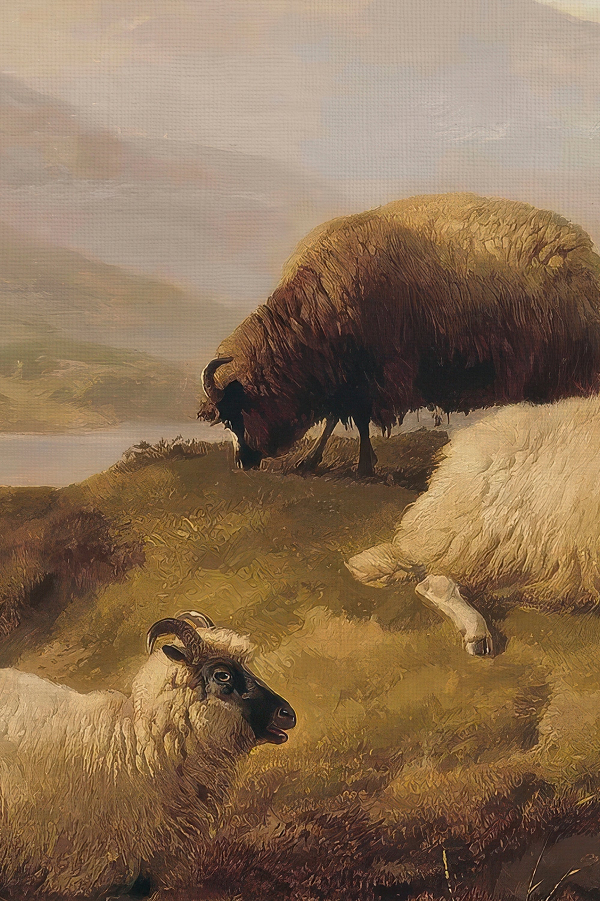 PASTORAL REST, Artwork on stretched canvas, framed Vintage Bronze