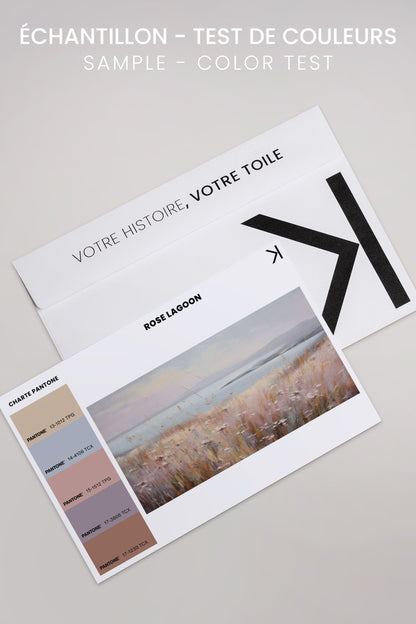 OLEKA CANVAS - Rose Lagoon, Oeuvre sur toile étirée, encadré Blanc