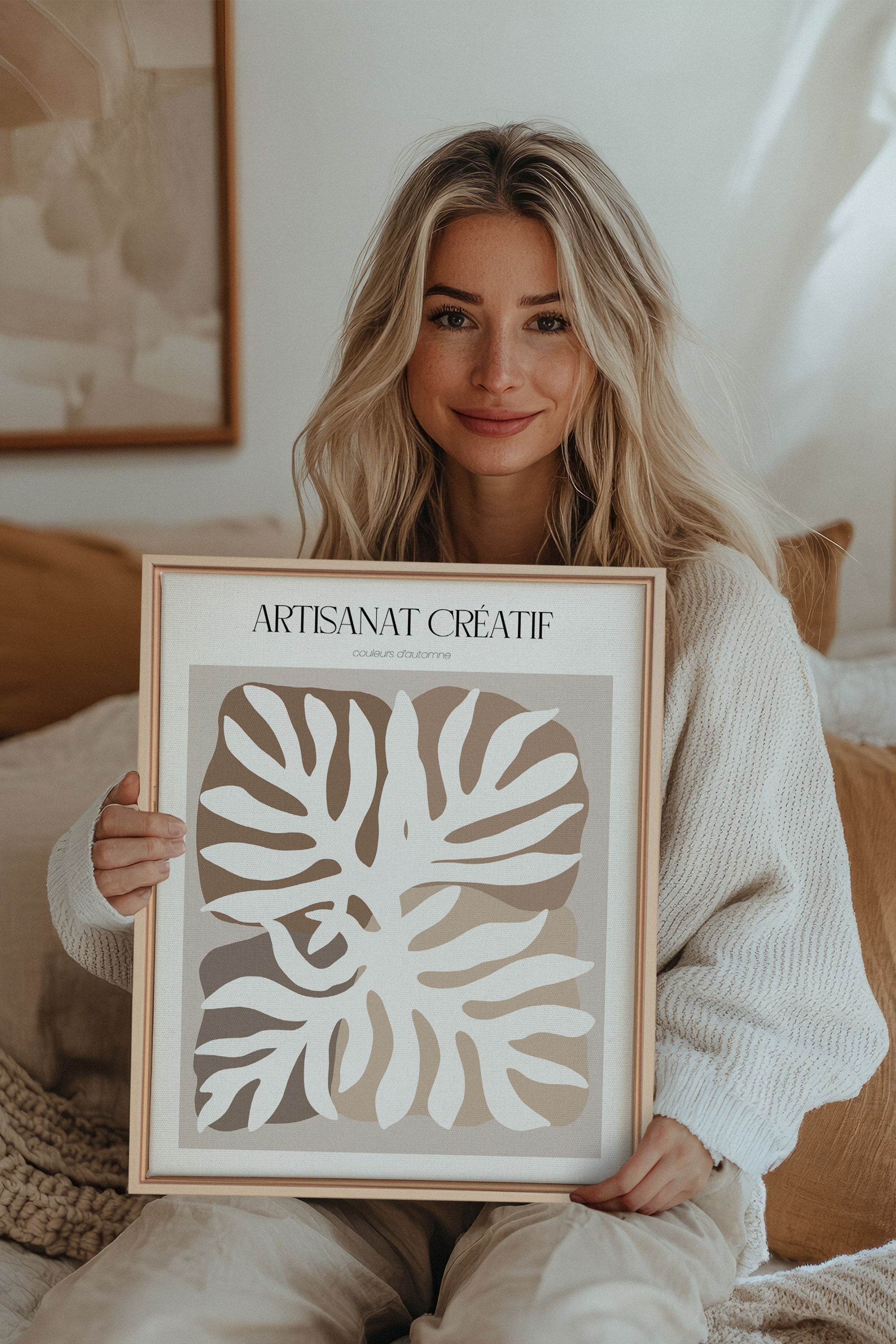 OLEKA CANVAS - ARTISANAT CRÉATIF, Oeuvre sur toile étirée, encadré Naturel Clair