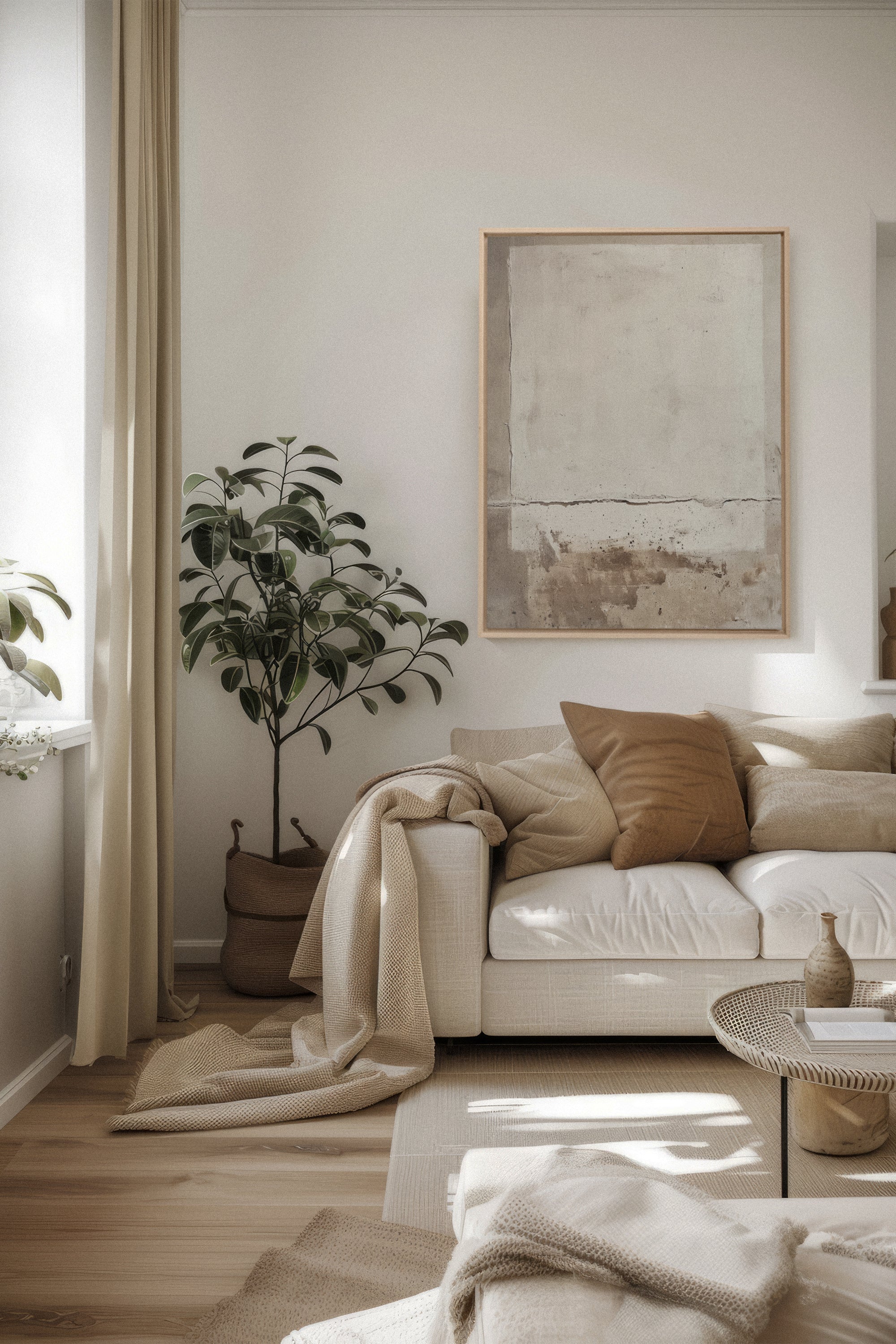 OLEKA CANVAS - FRICKLE ABSTRACT, Oeuvre sur toile étirée, encadré Naturel Clair