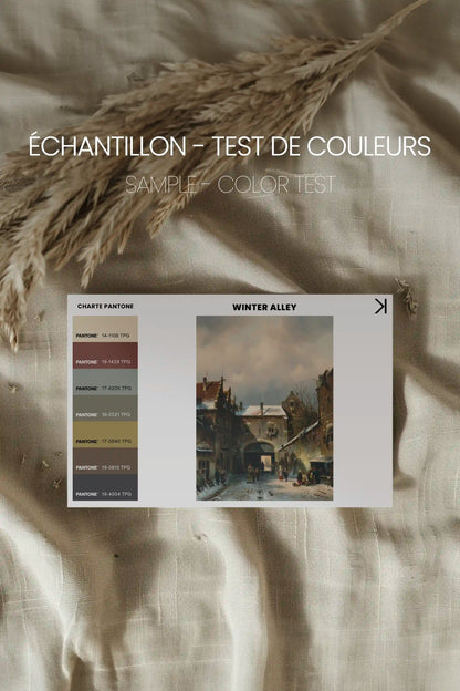 WINTER ALLEY, Oeuvre sur toile étirée, encadré Brun Chêne