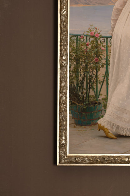 FLEUR DU DESTIN, Artwork on rigid canvas, framed Vintage Silver