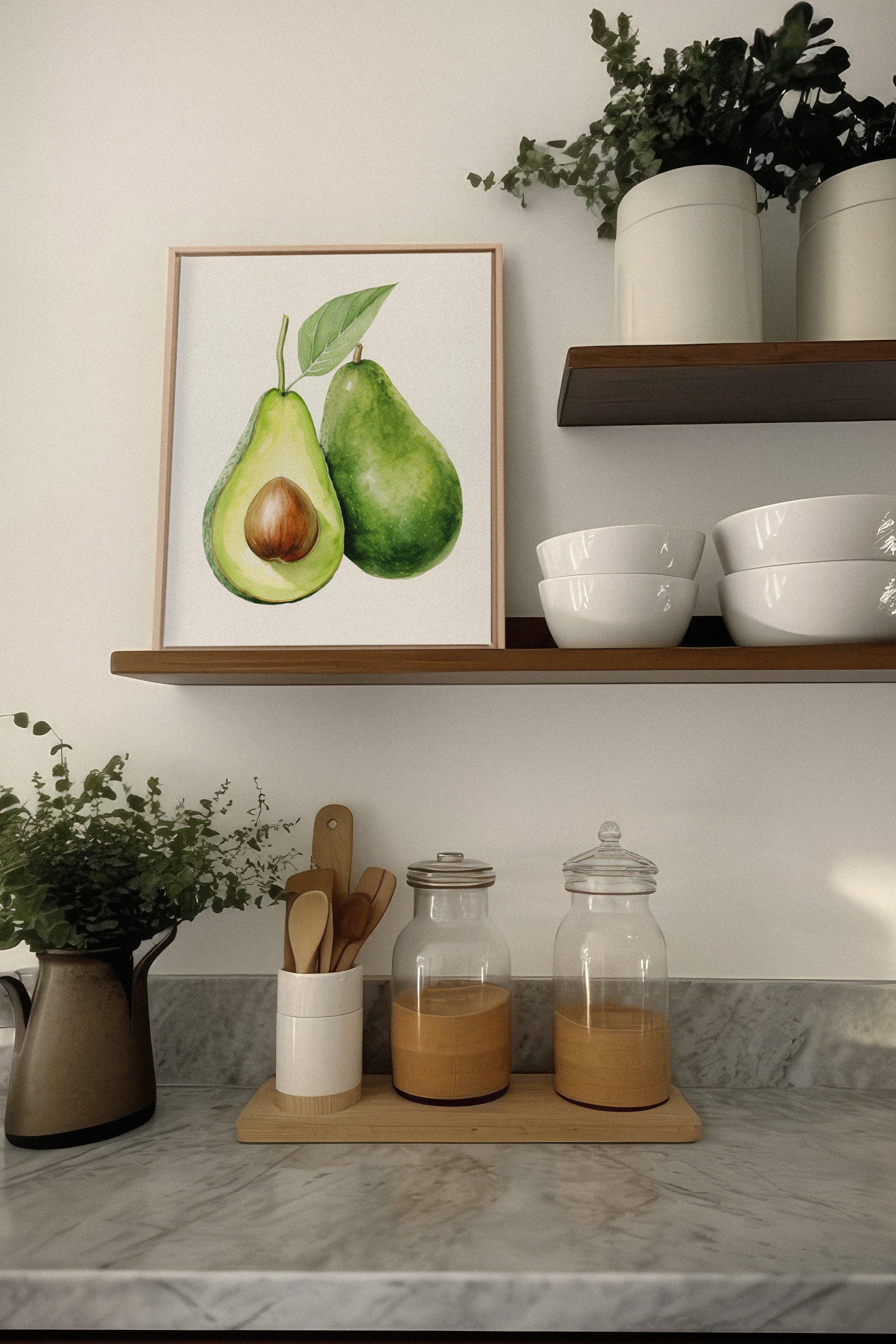 OLEKA CANVAS - AVOCADO, Oeuvre sur toile étirée, encadré Naturel Clair