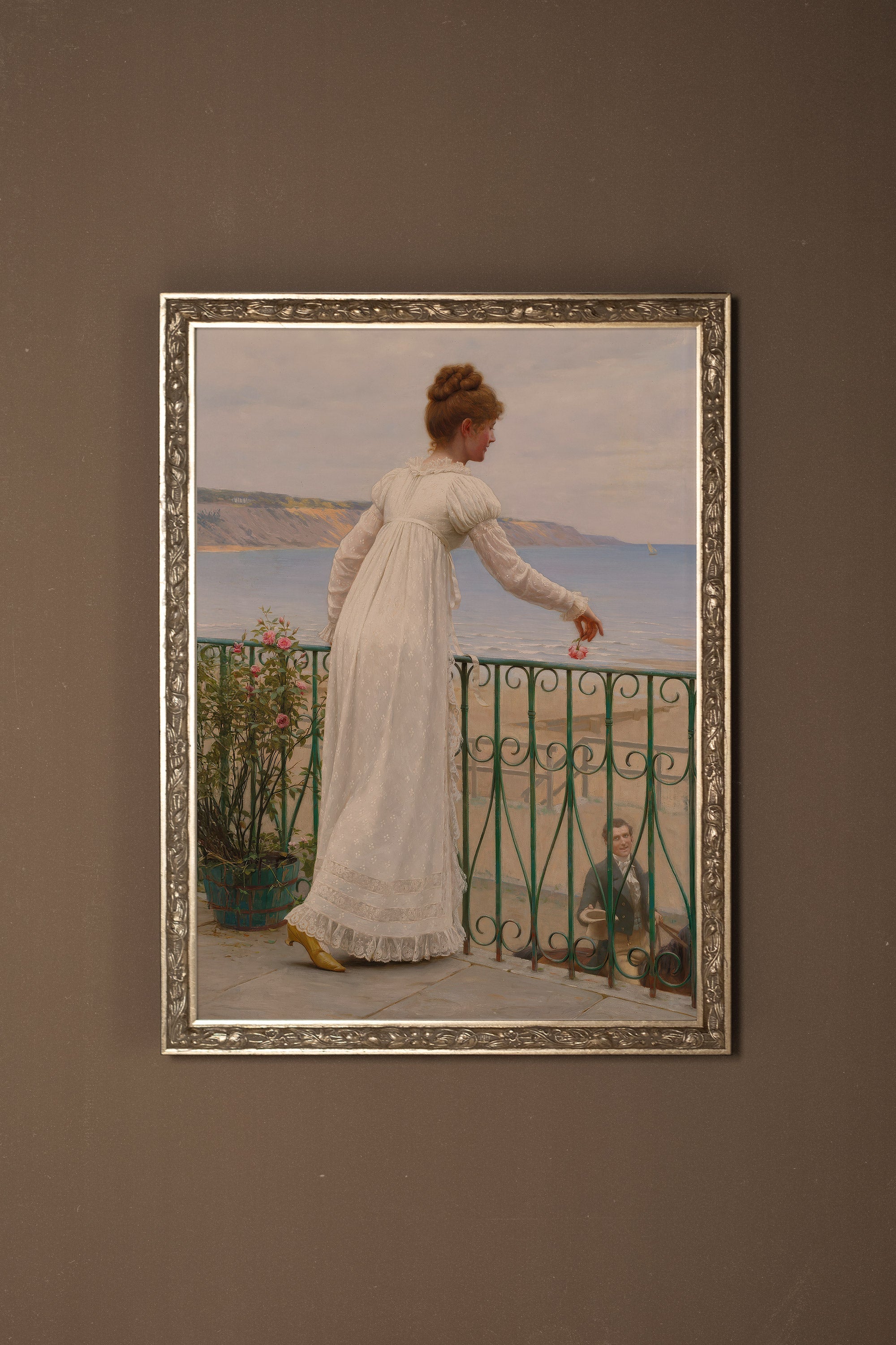 FLEUR DU DESTIN, Artwork on rigid canvas, framed Vintage Silver