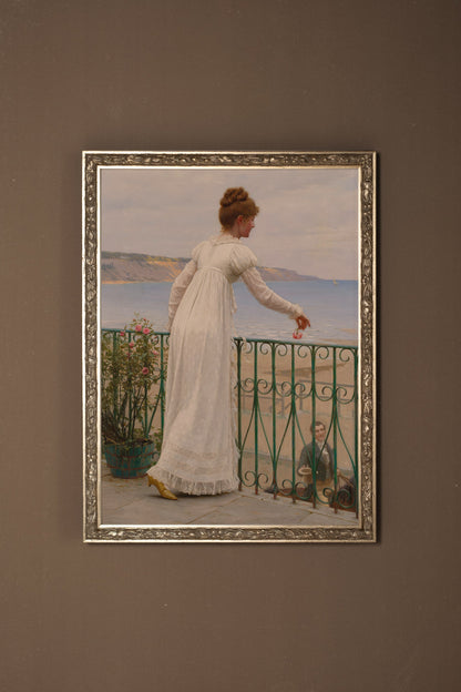 FLEUR DU DESTIN, Artwork on rigid canvas, framed Vintage Silver