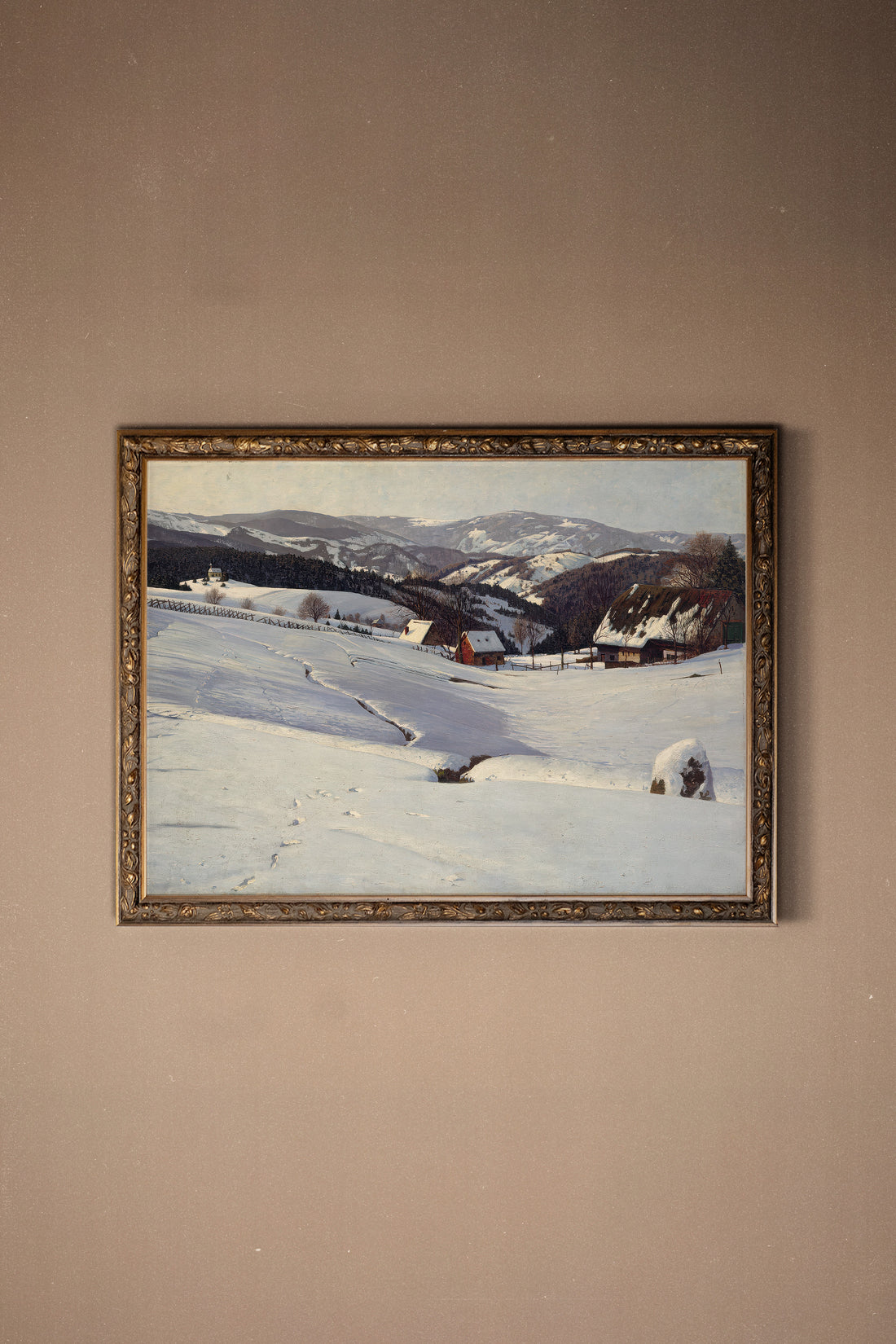 REFLETS DU FROID, Oeuvre sur toile rigide, encadré Vintage Bronze