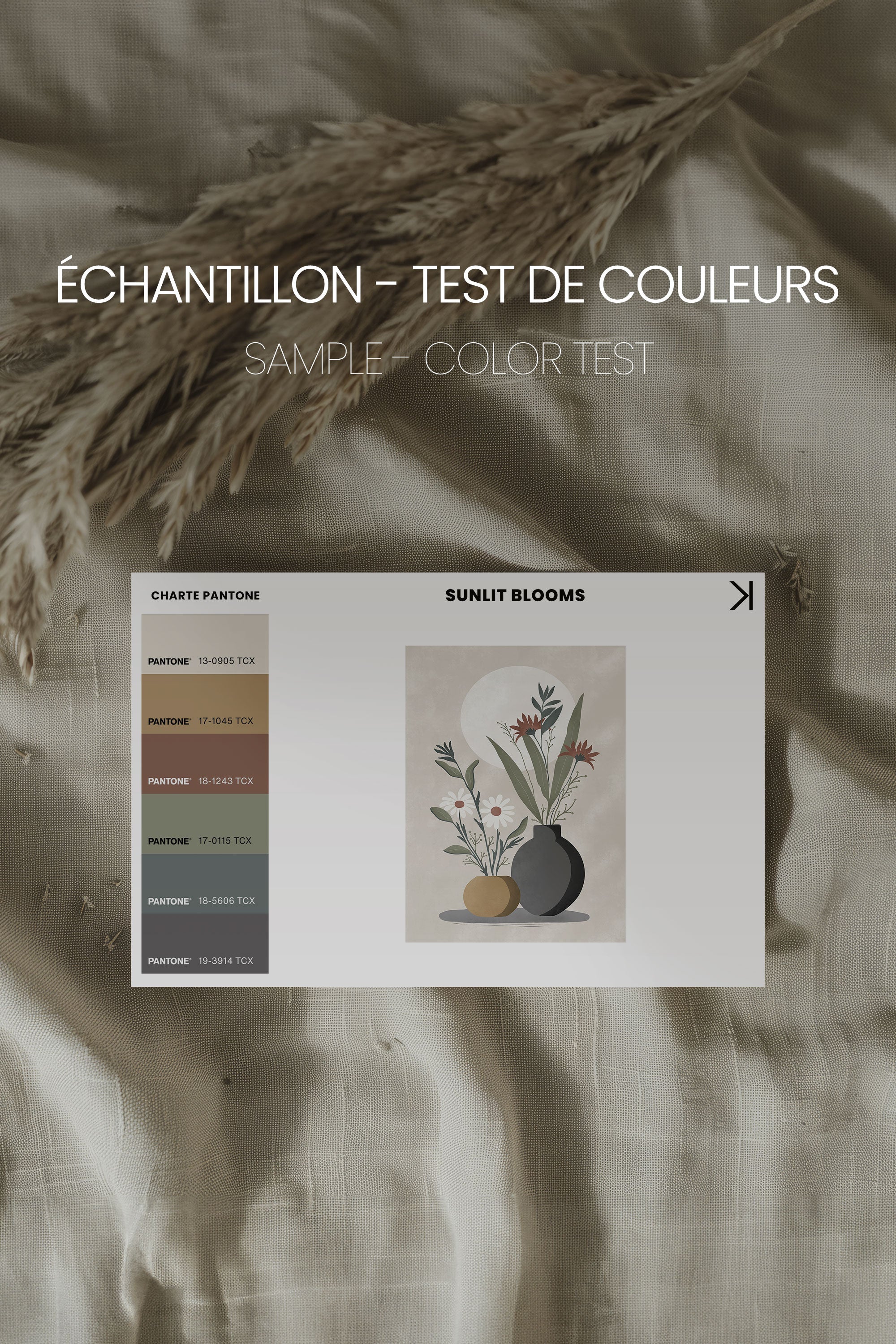 OLEKA CANVAS - SUNLIT BLOOMS, Oeuvre sur toile étirée, encadré Brun Noyer