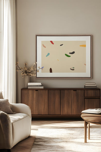 OLEKA CANVAS - WATERCOLOR DRIFT, Oeuvre sur toile étirée, encadré Brun Chêne