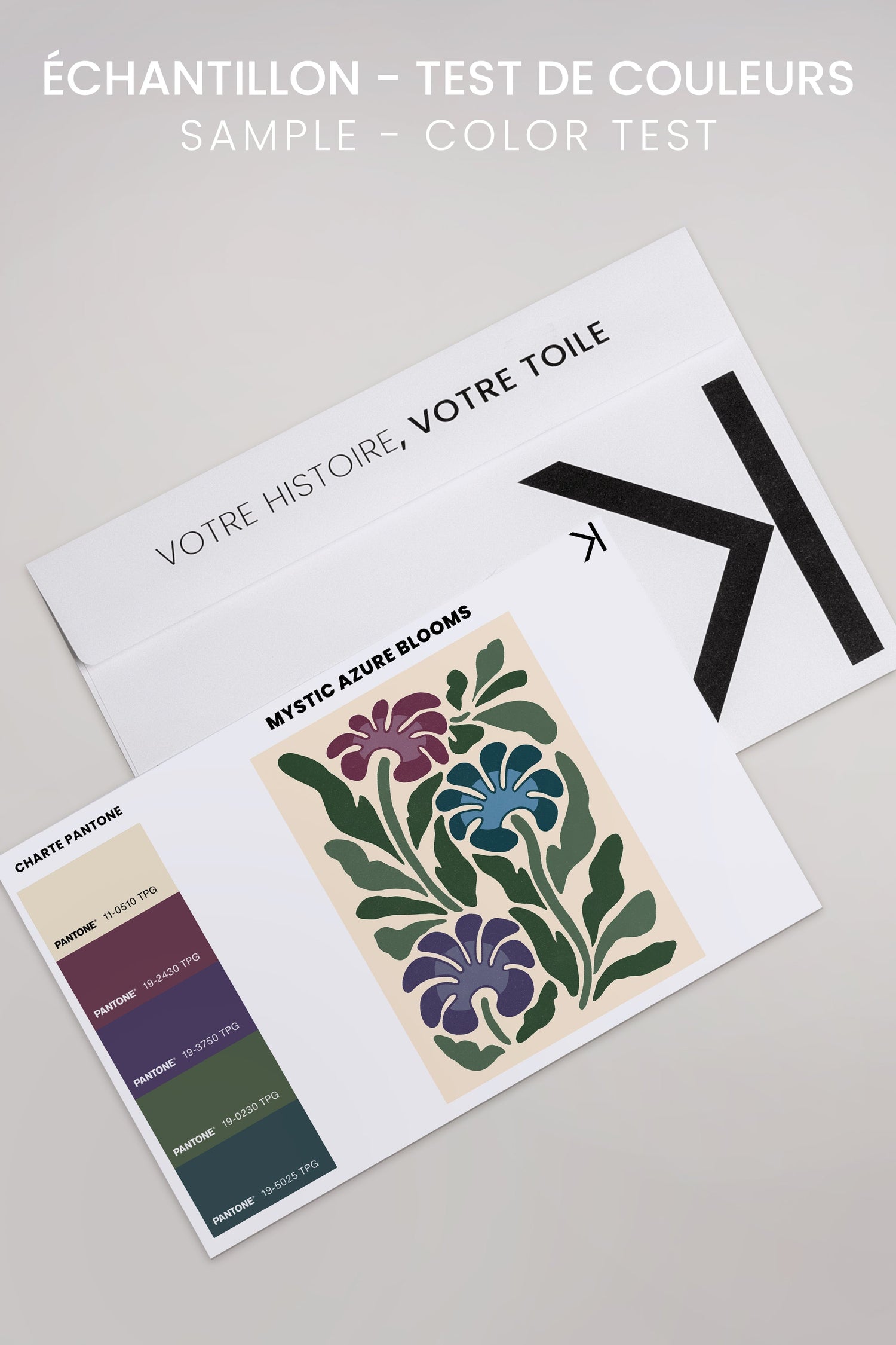 OLEKA CANVAS - MYSTIC AZURE BLOOMS, Oeuvre sur toile étirée, encadré Naturel Clair